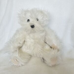 TAYLOR Teddy Bear Fuzzy Off White Black Eyes Nose 8"